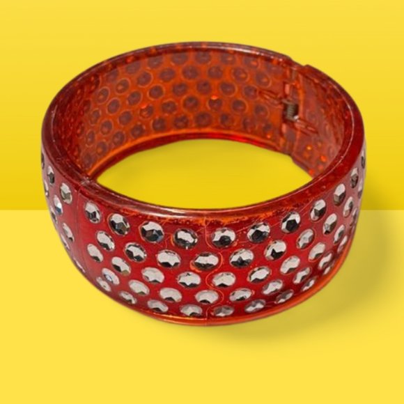 Red Faux Rhinestone Bangle - Picture 1 of 6